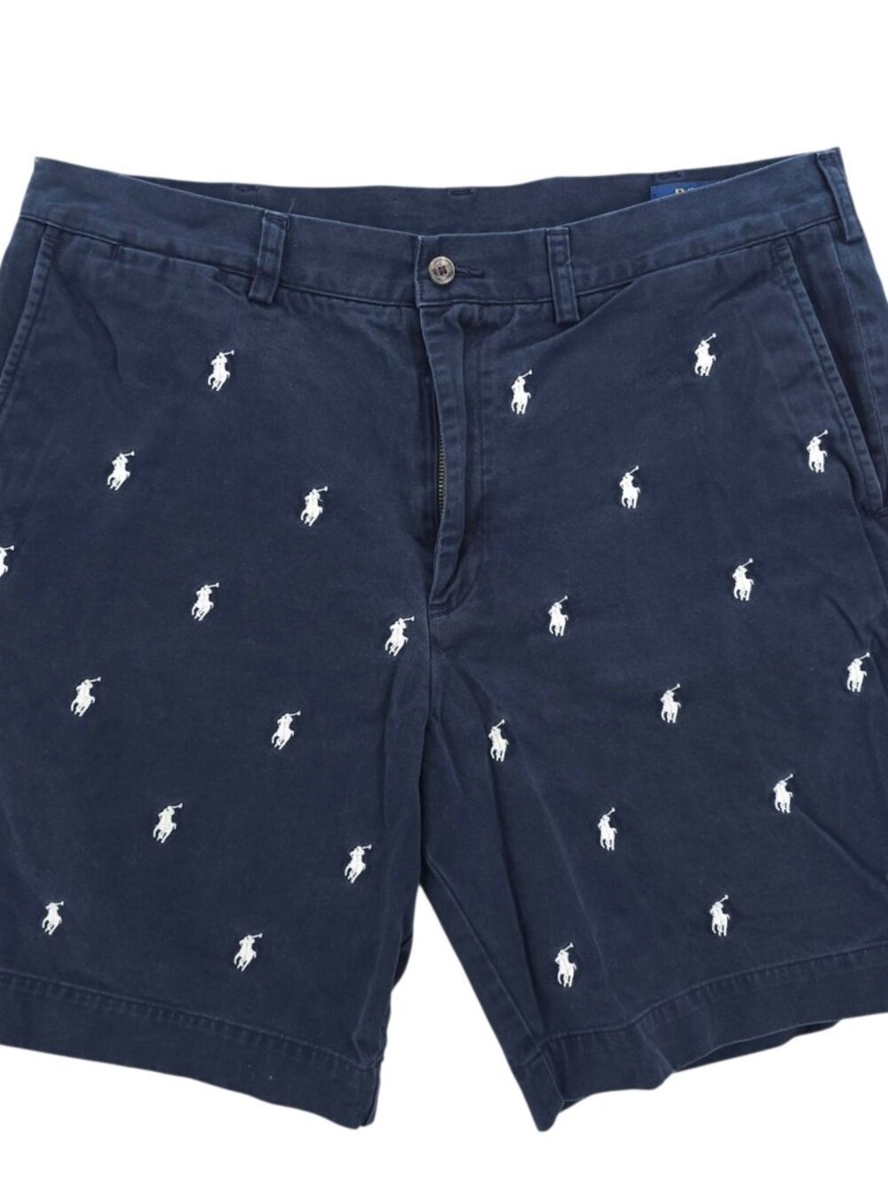 POLO RALPH LAUREN Chino Shorts Pony Logo Embroidered Navy Blue Classic Fit 36